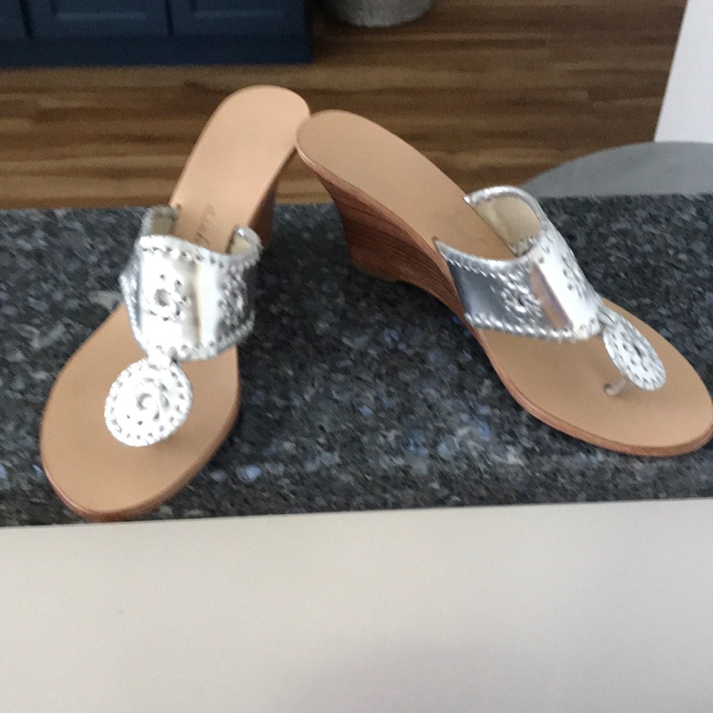 Jack Rogers silver wedge sandal